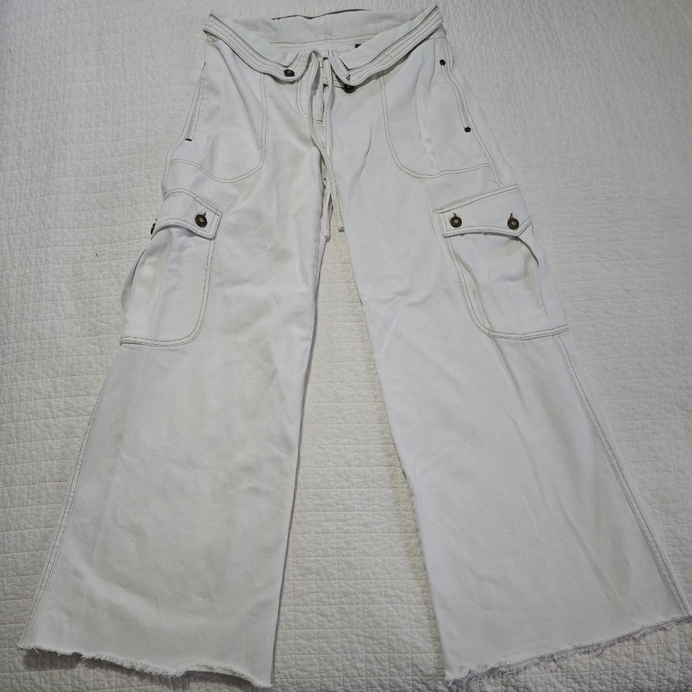 Alexander McQueen Denim Cargo Pants Y2K Unique Fashion History Italian 44 Unisex